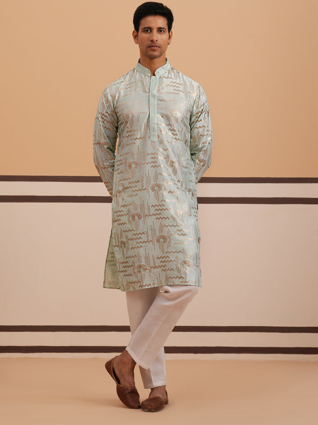 Premium Silk Blend Embroidered Kurta Pyjama