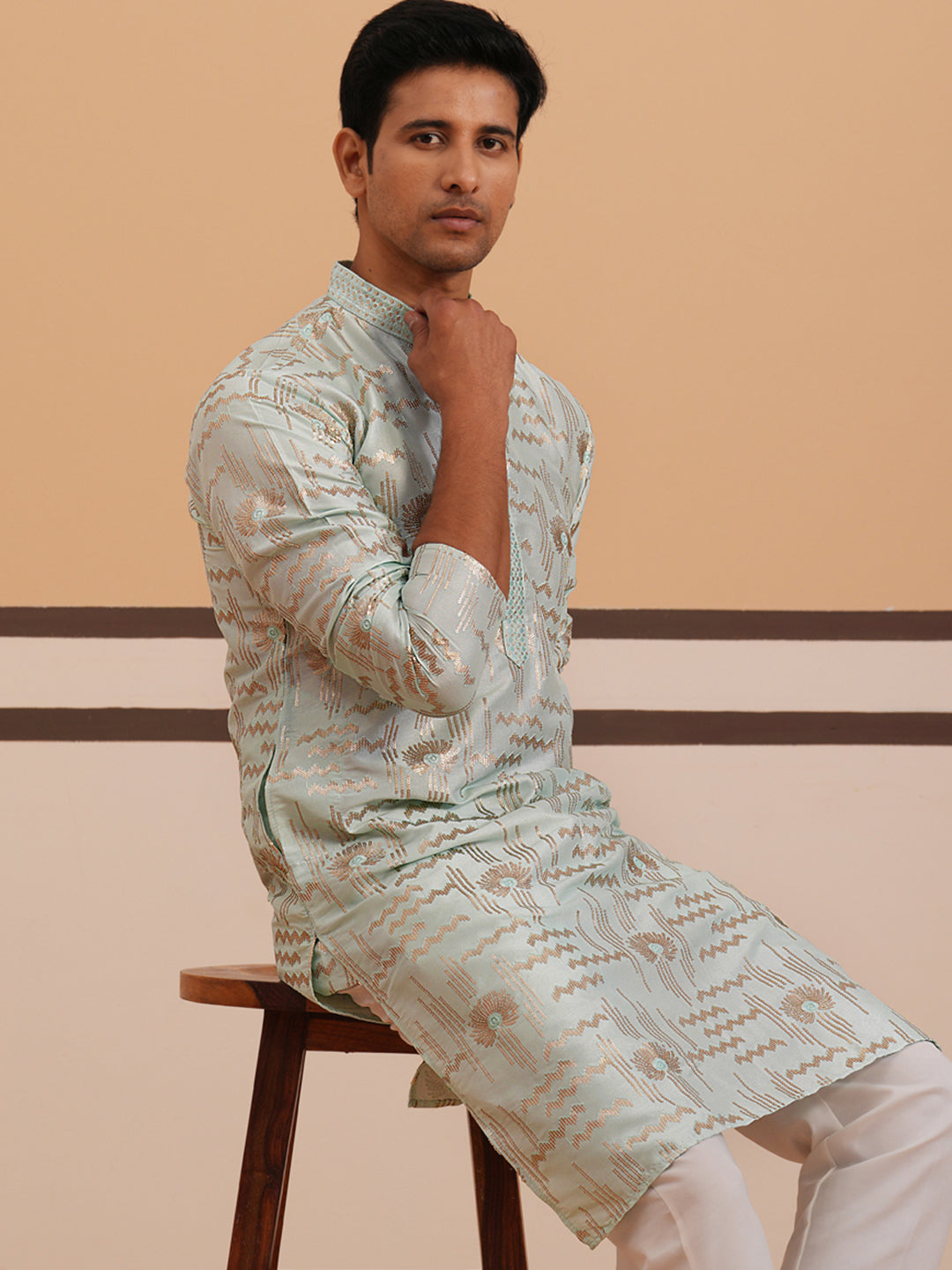 Premium Silk Blend Embroidered Kurta Pyjama
