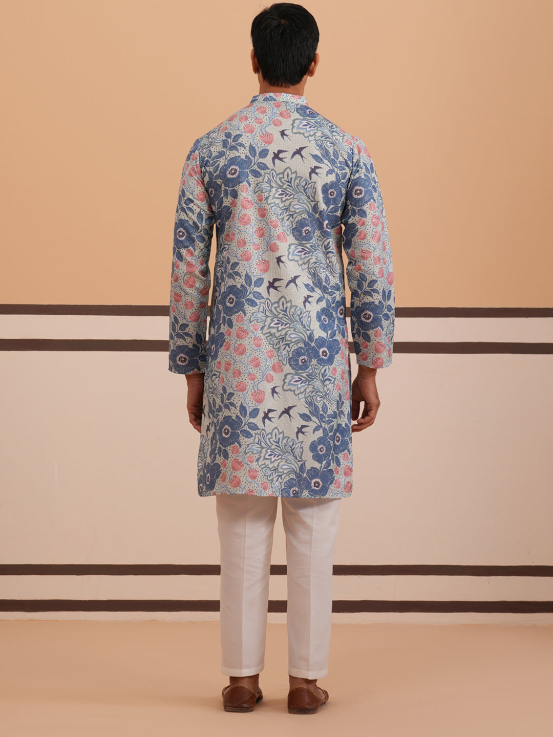 Men S Printed Cotton Blend Kurta Pyjama