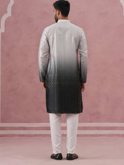 Ombre Silk Blend Kurta Pyjama Set With Sequin Work