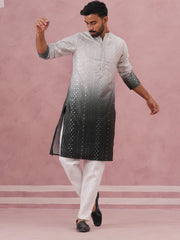 Ombre Silk Blend Kurta Pyjama Set With Sequin Work