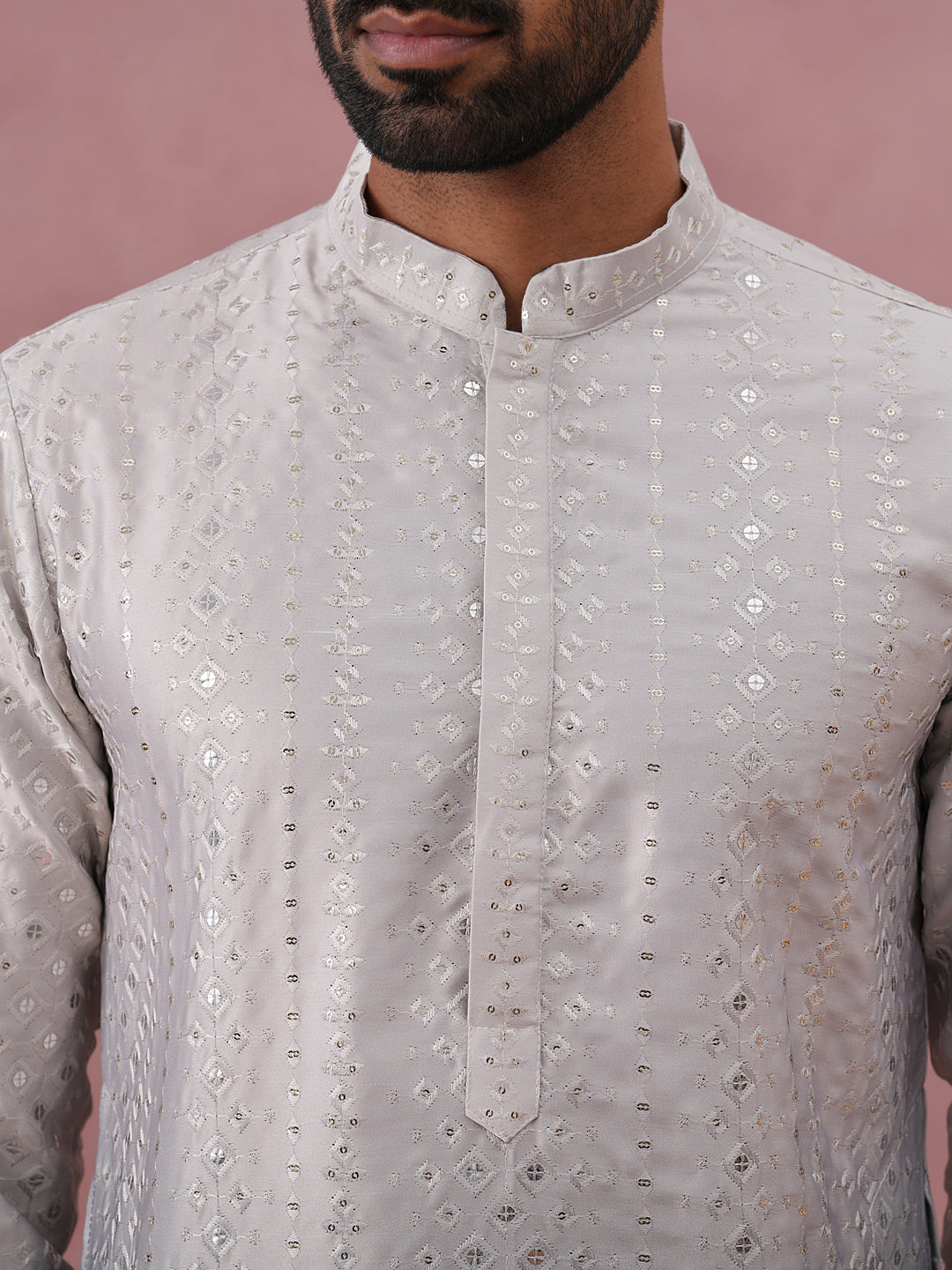 Ombre Silk Blend Kurta Pyjama Set With Sequin Work