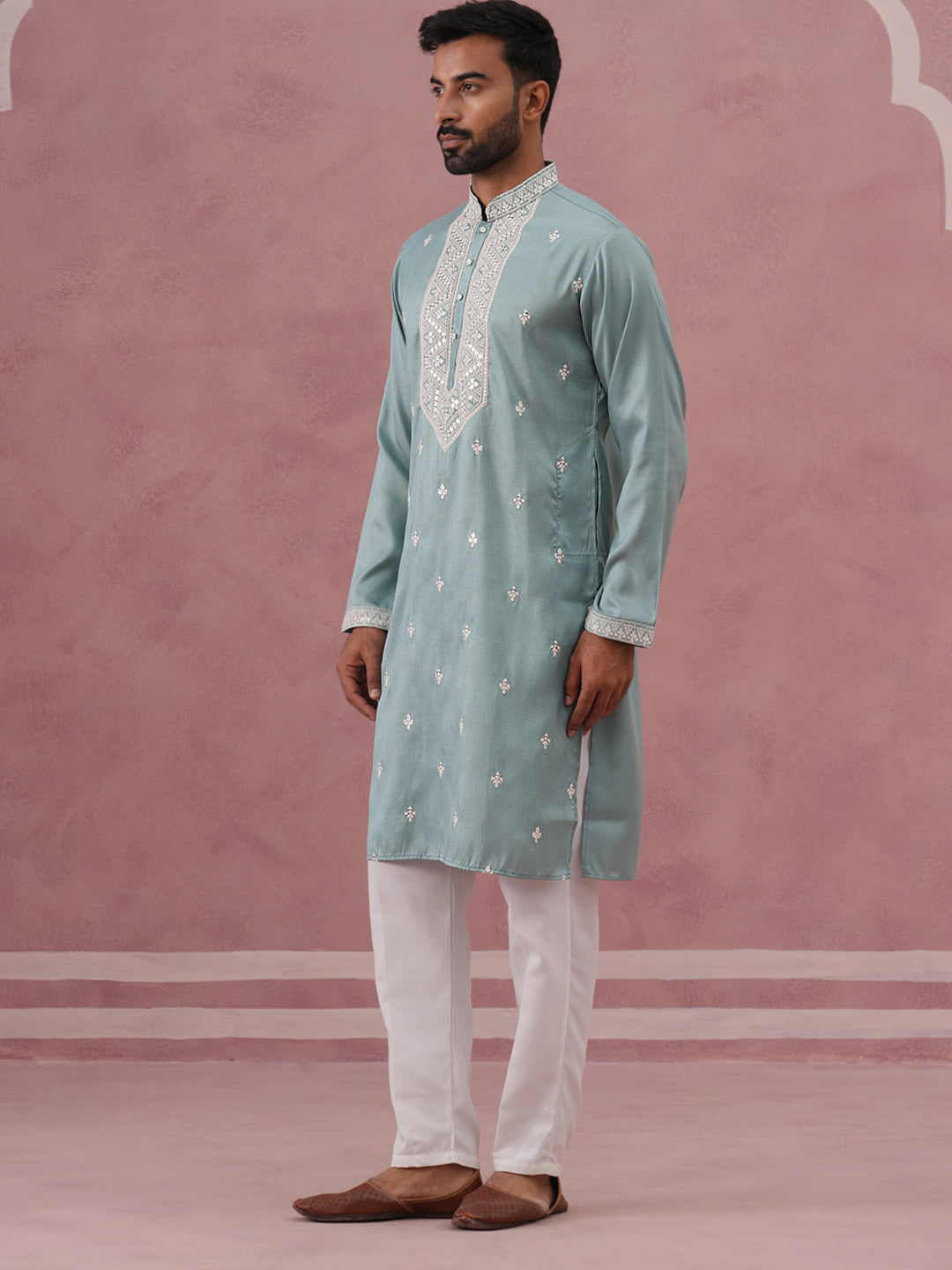 Mens Festive Cotton Blend Kurta Pyjama