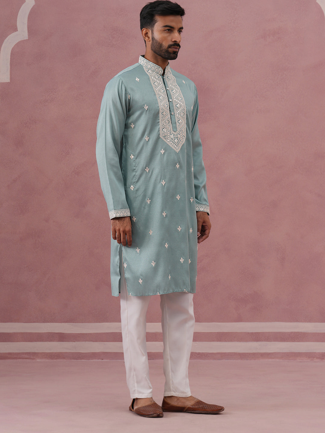 Mens Festive Cotton Blend Kurta Pyjama