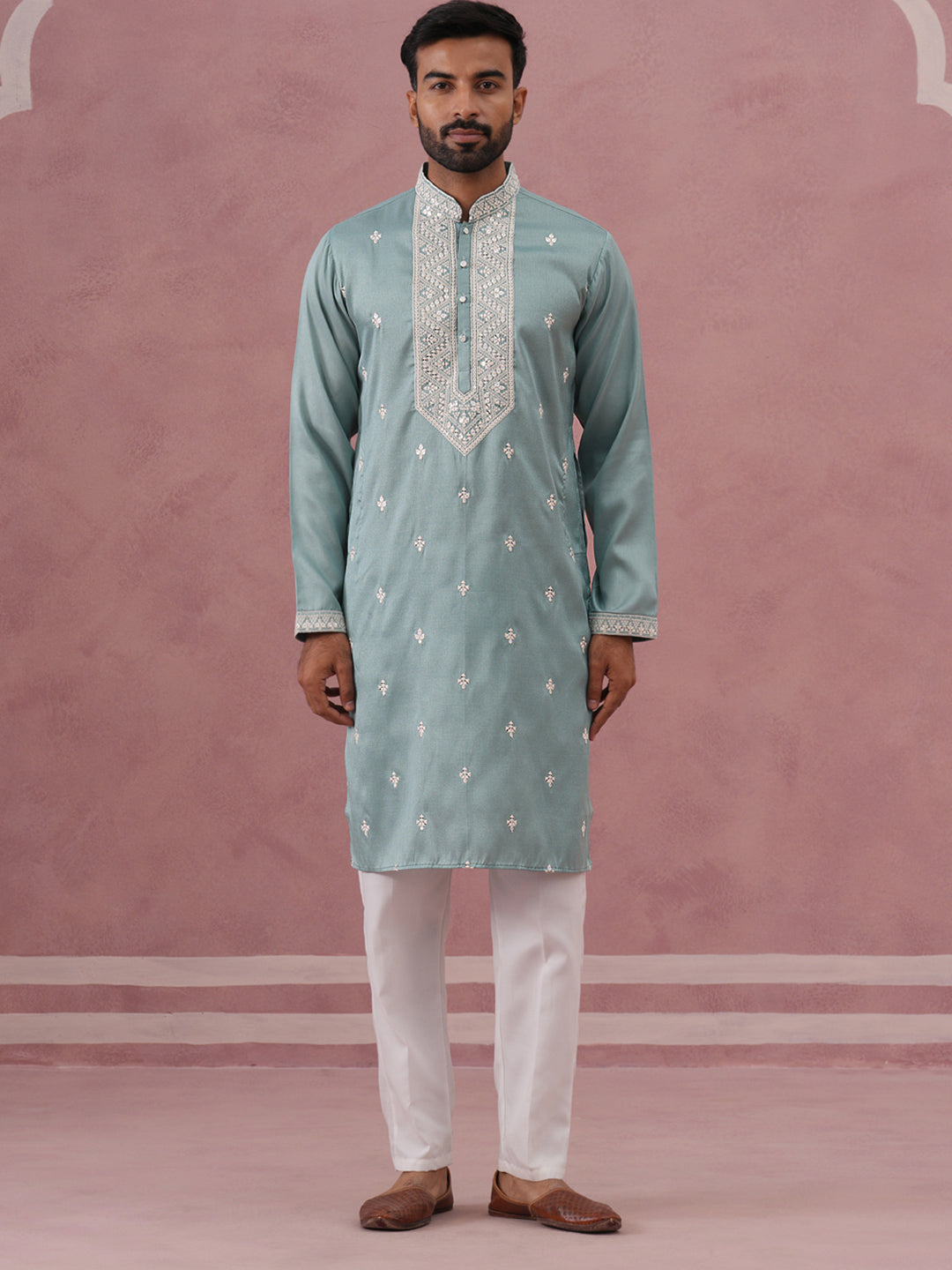Mens Festive Cotton Blend Kurta Pyjama