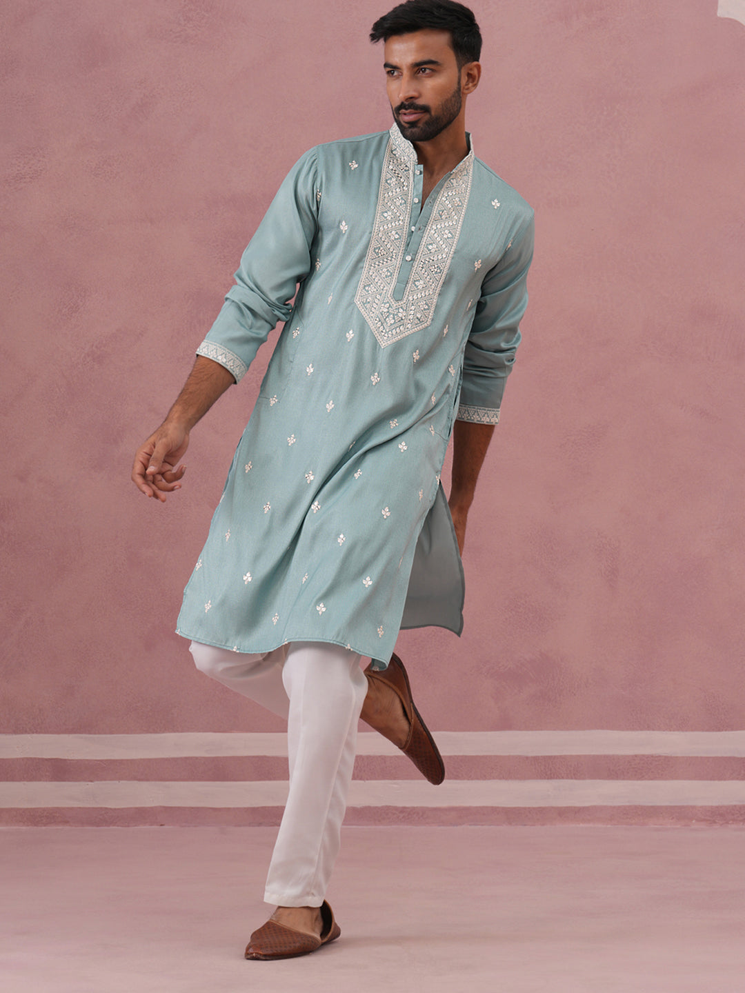 Mens Festive Cotton Blend Kurta Pyjama