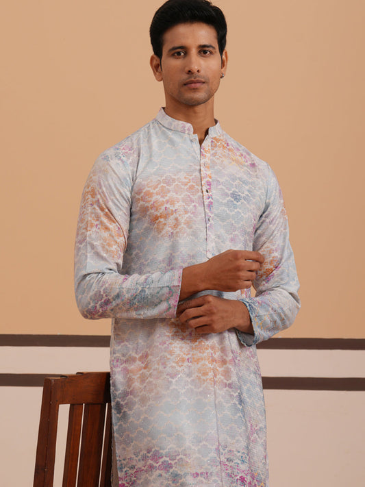 Abstract Printed Embroidered Kurta Pyjama