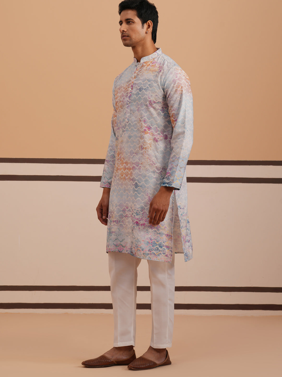 Abstract Printed Embroidered Kurta Pyjama