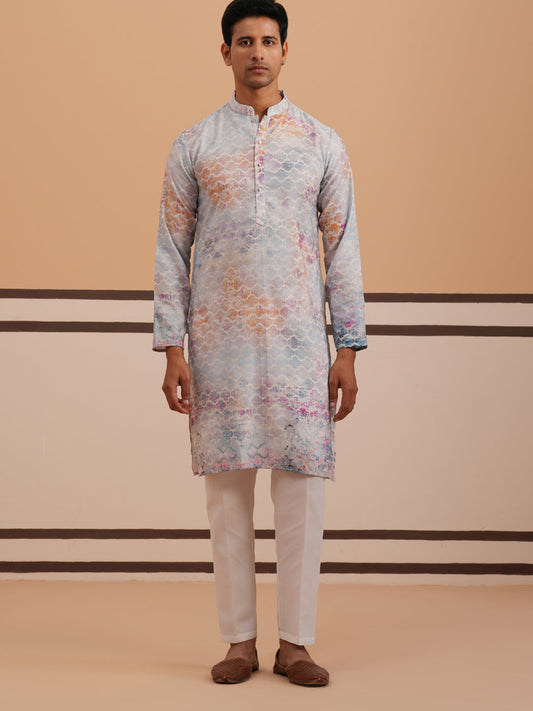 Abstract Printed Embroidered Kurta Pyjama