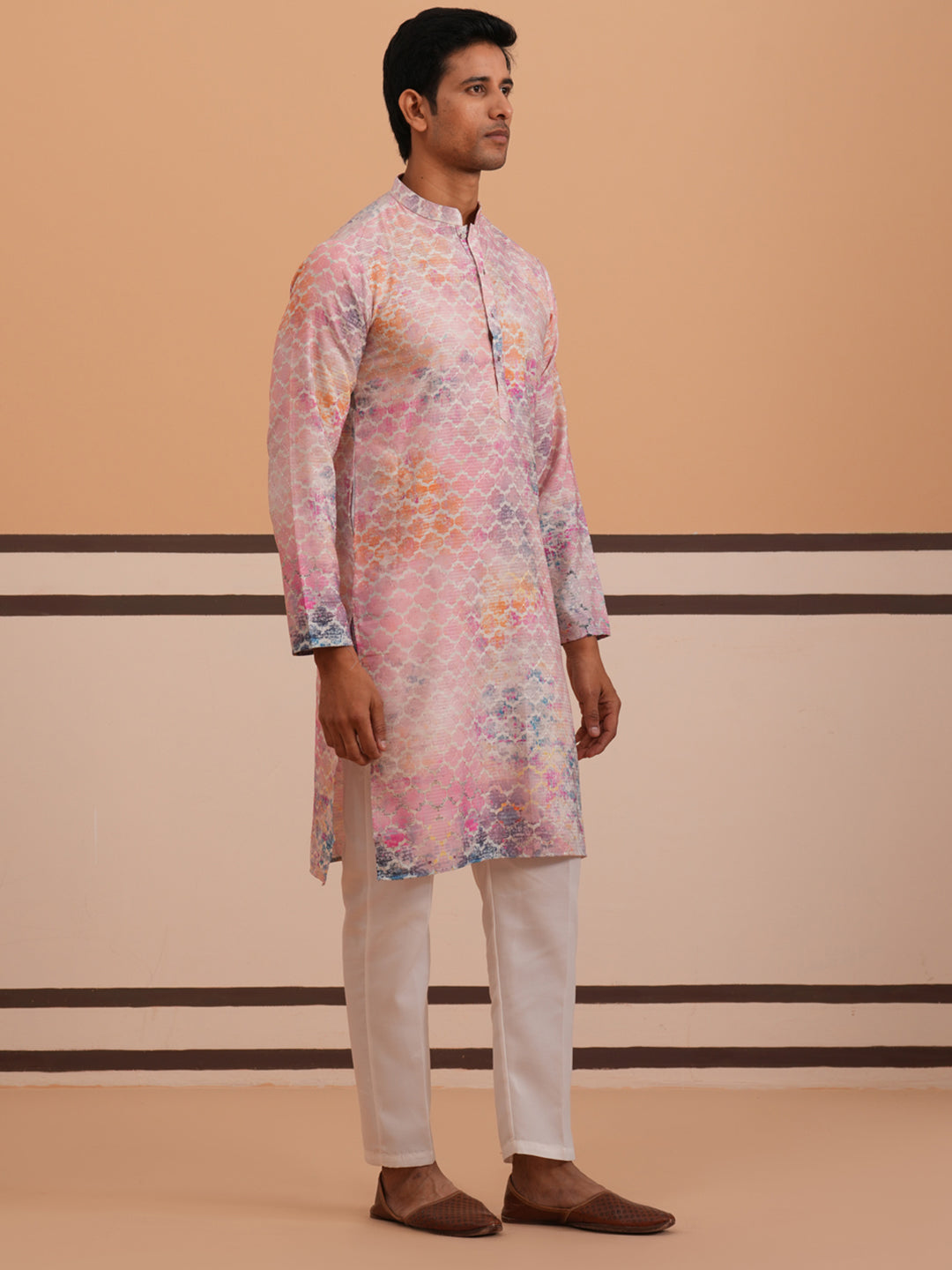 abstract printed embroidered kurta pyjama
