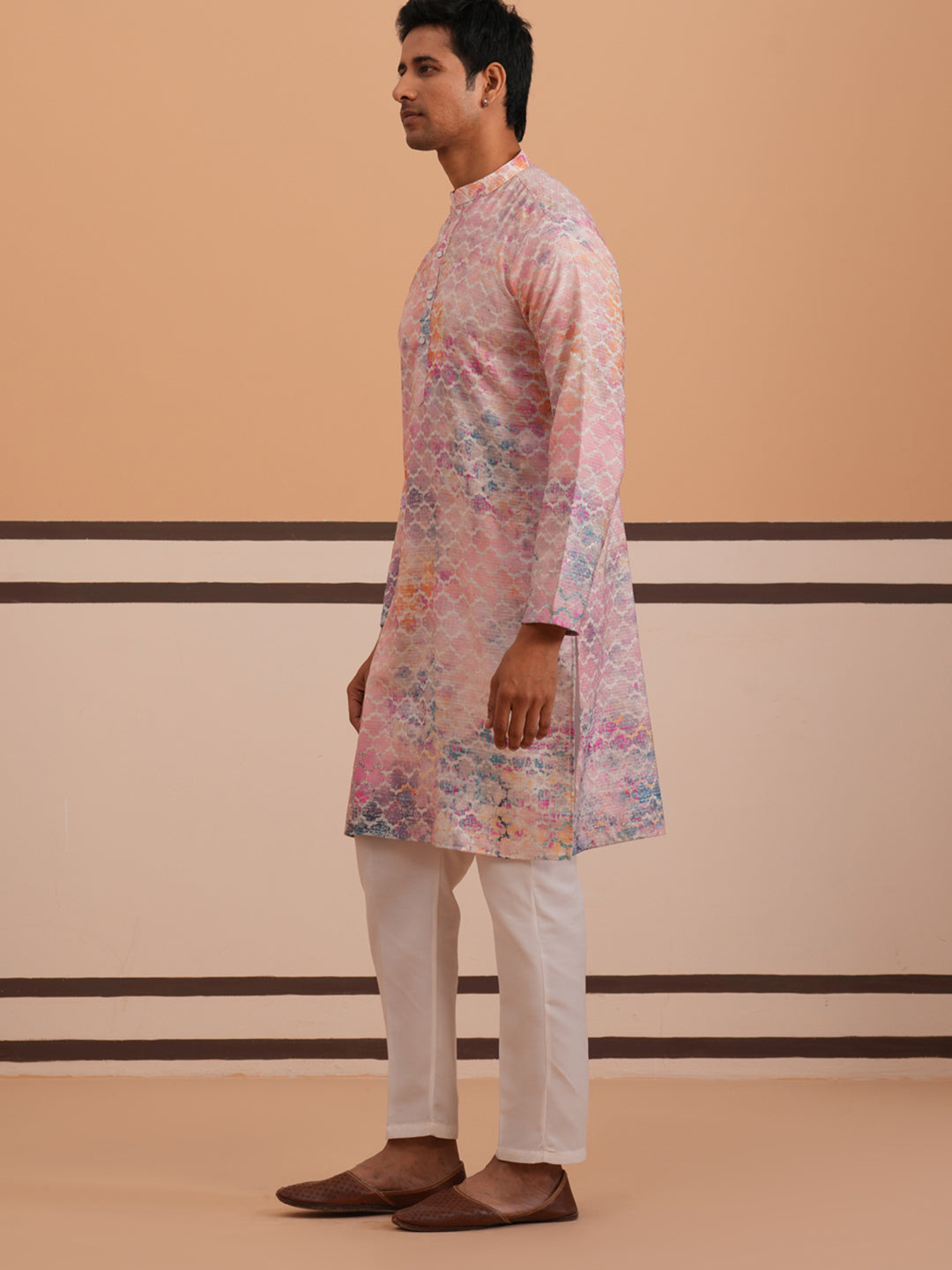 Abstract Printed Embroidered Kurta Pyjama
