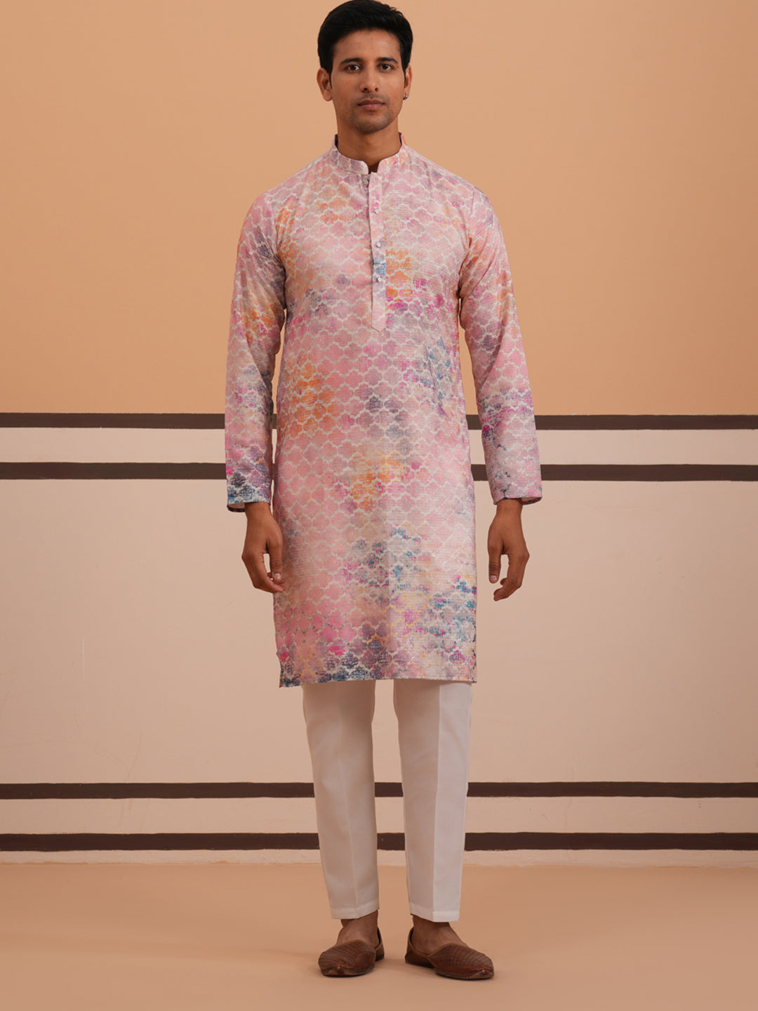 Abstract Printed Embroidered Kurta Pyjama