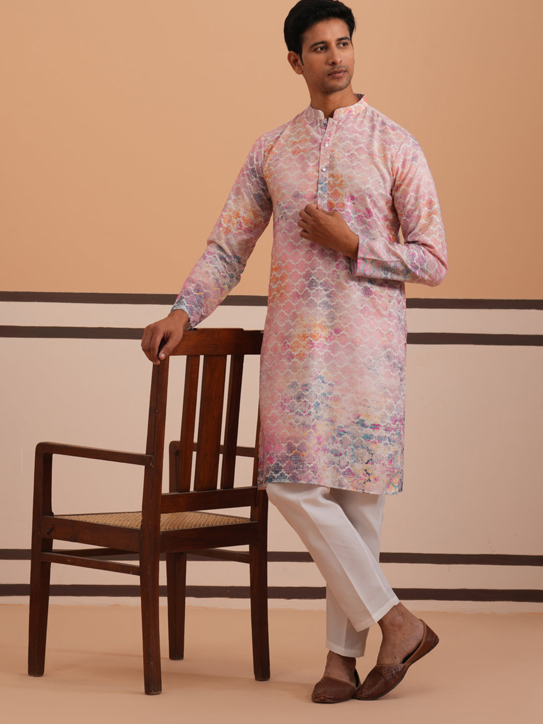 abstract printed embroidered kurta pyjama