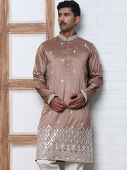 Traditional Silk Blend Kurta Pyjama With Embroidery