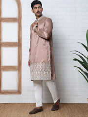 Traditional Silk Blend Kurta Pyjama With Embroidery