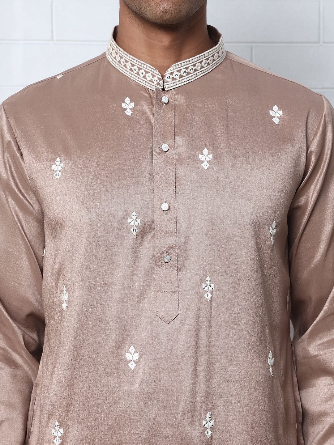 Traditional Silk Blend Kurta Pyjama With Embroidery