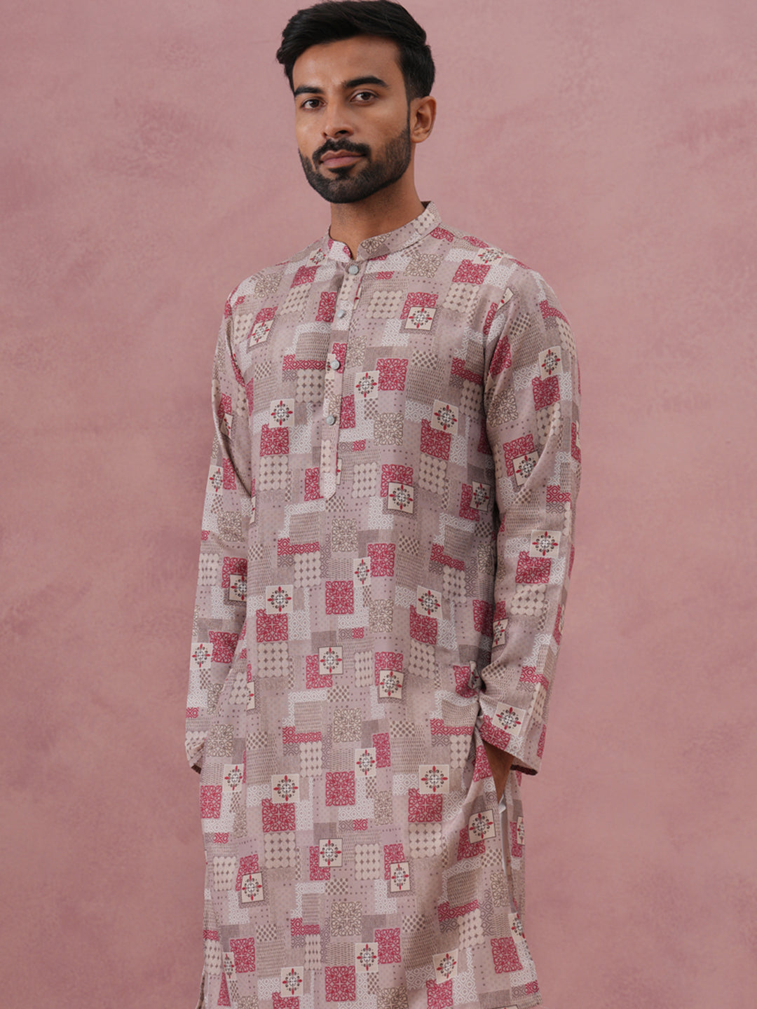 Abstract Printed Cotton Blend Kurta Pyjama