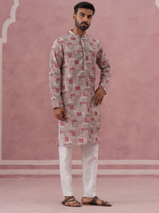 Abstract Printed Cotton Blend Kurta Pyjama