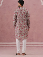Abstract Printed Cotton Blend Kurta Pyjama
