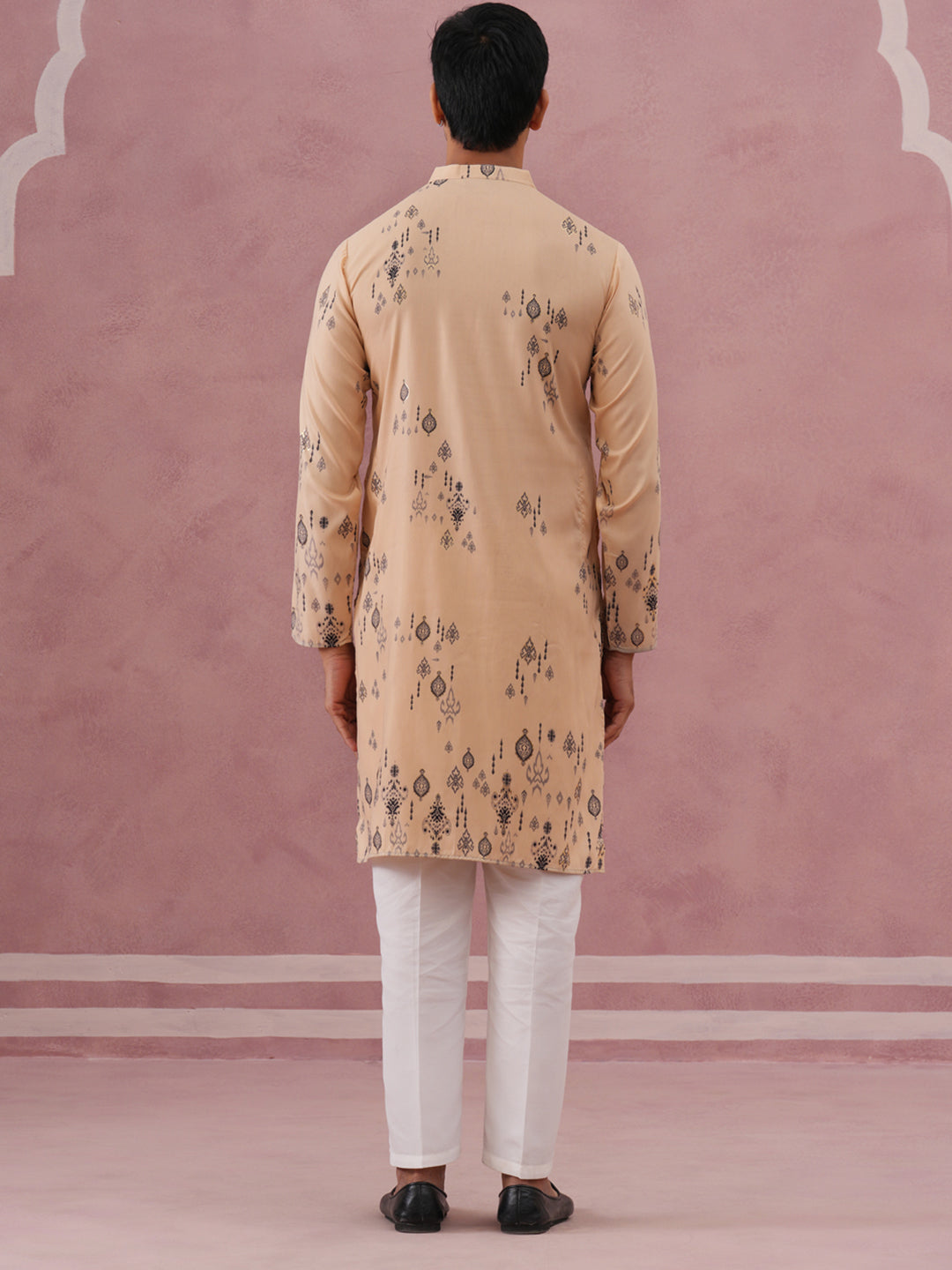 Mens Foil Printed Festive Kurta Pyjama Set