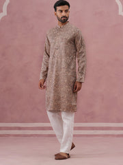 Men S Thread Work Printed Kurta Pyjama Set