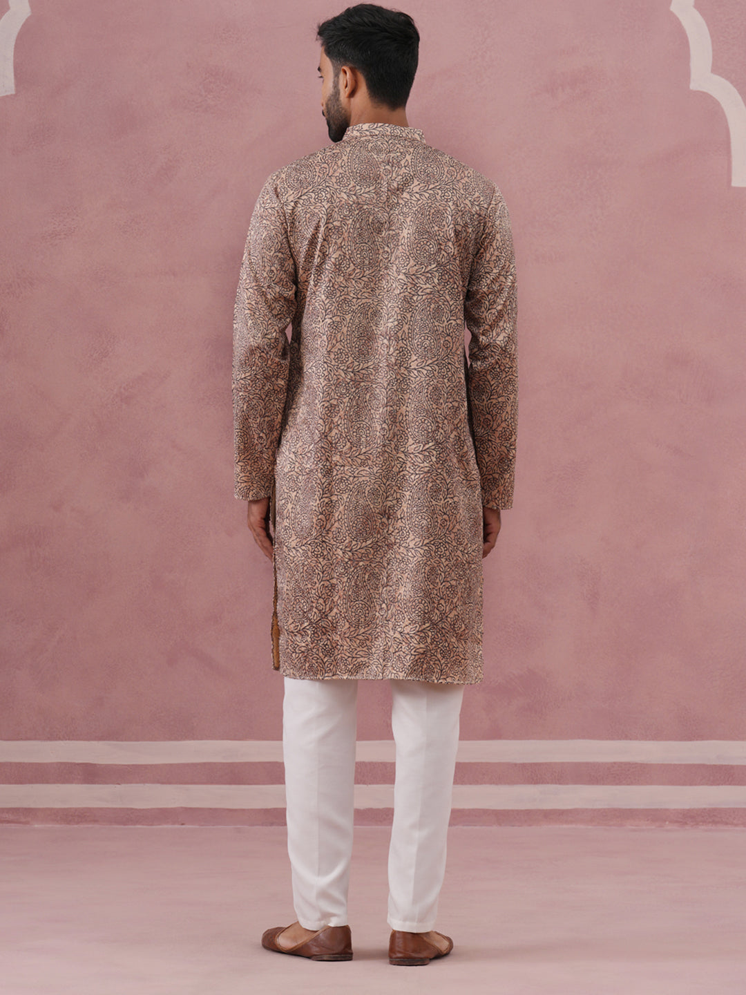 Men S Thread Work Printed Kurta Pyjama Set