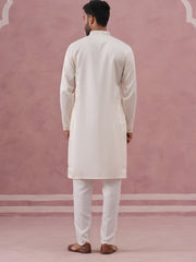 Men S Silk Blend Embroidered Kurta Pyjama Set
