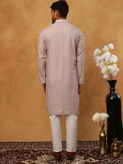 Cotton Blend Printed Embroidered Kurta Pyjama