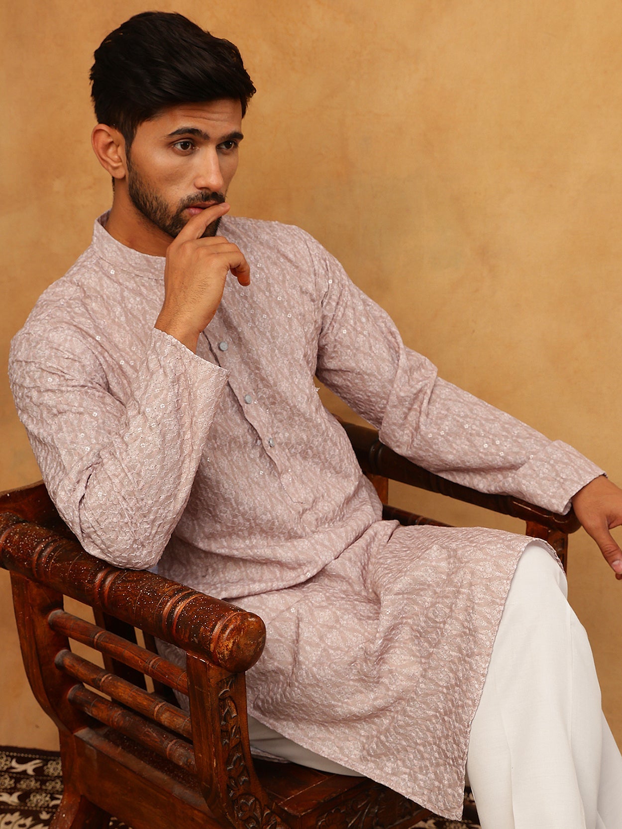 Cotton Blend Printed Embroidered Kurta Pyjama