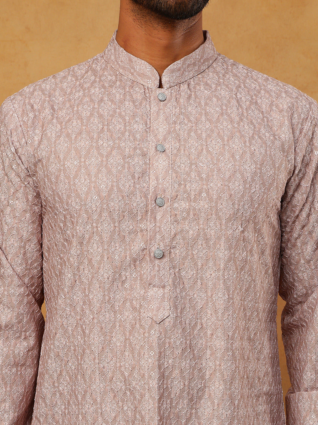 Cotton Blend Printed Embroidered Kurta Pyjama