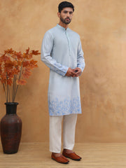 Men S Cotton Blend Printed Kurta Pyjama