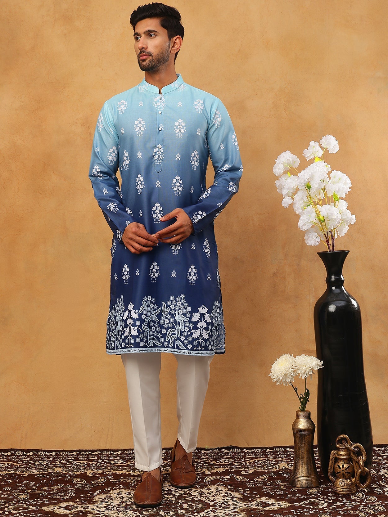 Printed Cotton Blend Kurta Pyjama Set