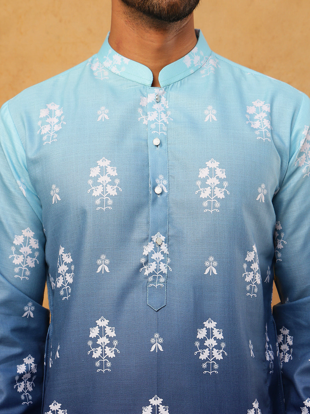 Printed Cotton Blend Kurta Pyjama Set