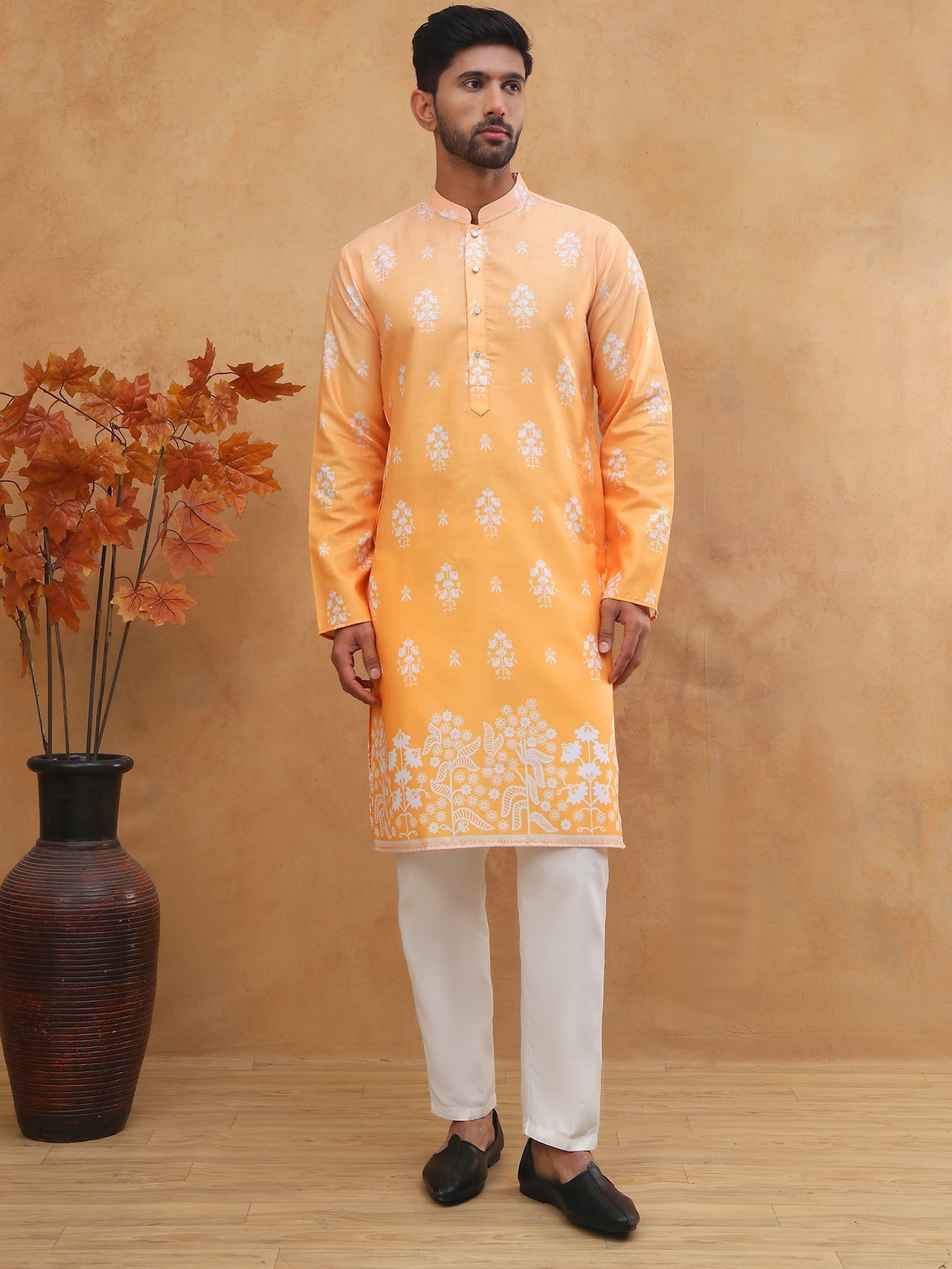 Printed Cotton Blend Kurta Pyjama Set