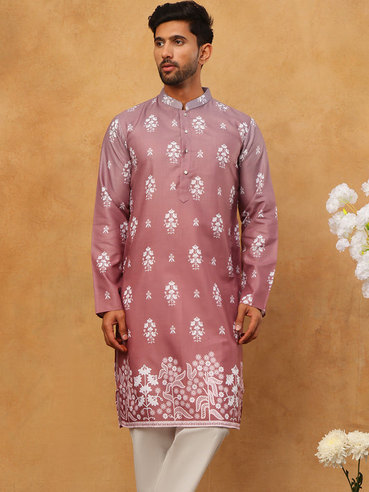 Printed Cotton Blend Kurta Pyjama Set