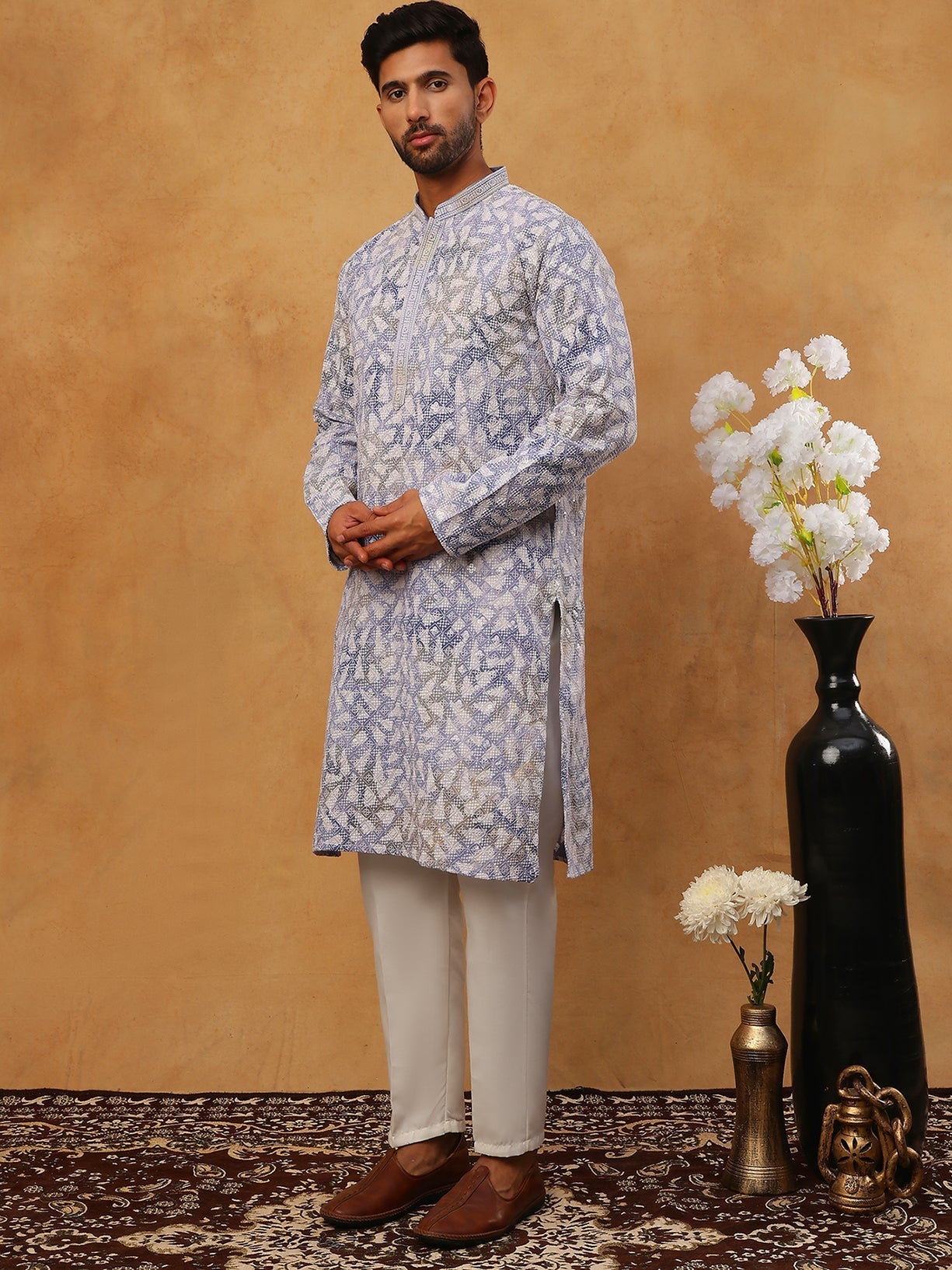 Printed Embroidered Kurta Pyjama Set