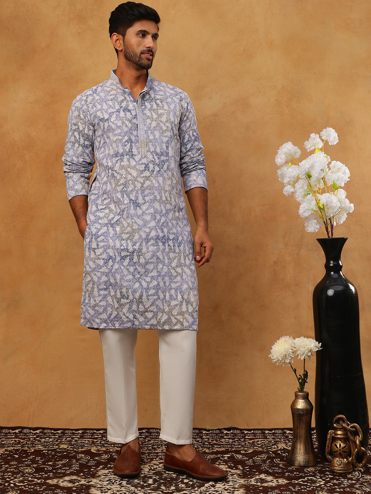 Printed Embroidered Kurta Pyjama Set