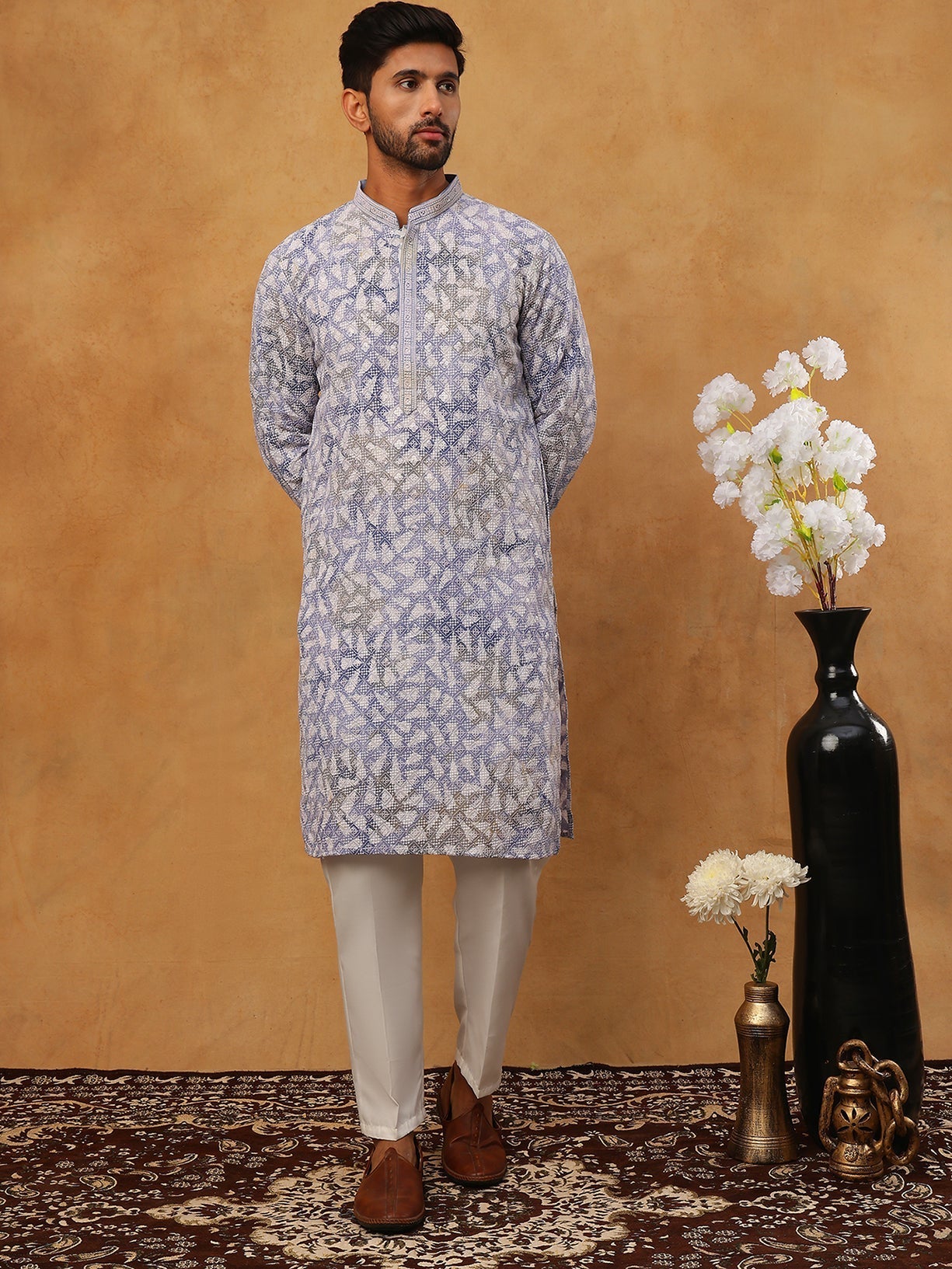 Printed Embroidered Kurta Pyjama Set