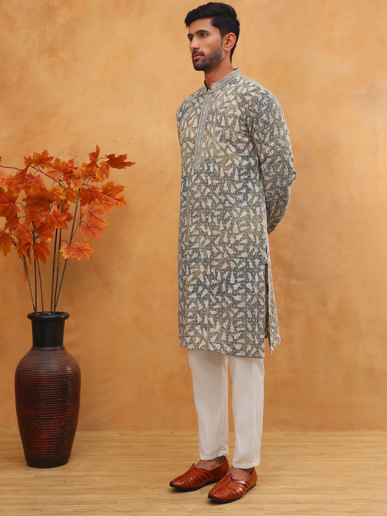 Printed Embroidered Kurta Pyjama Set