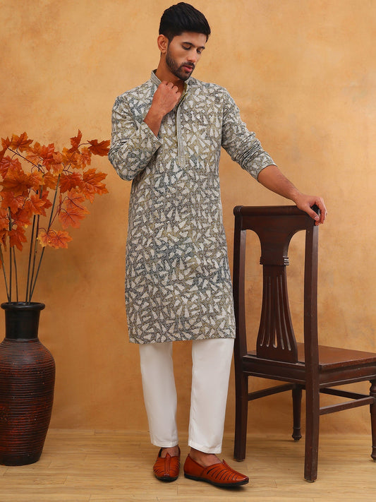 Printed Embroidered Kurta Pyjama Set