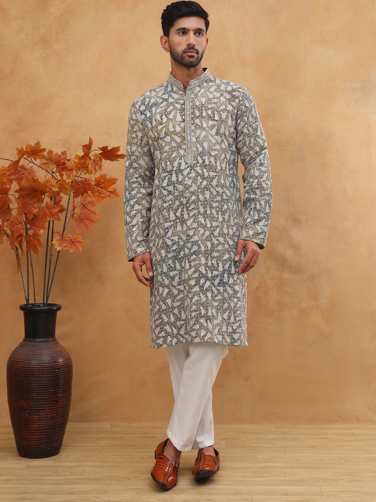 Printed Embroidered Kurta Pyjama Set