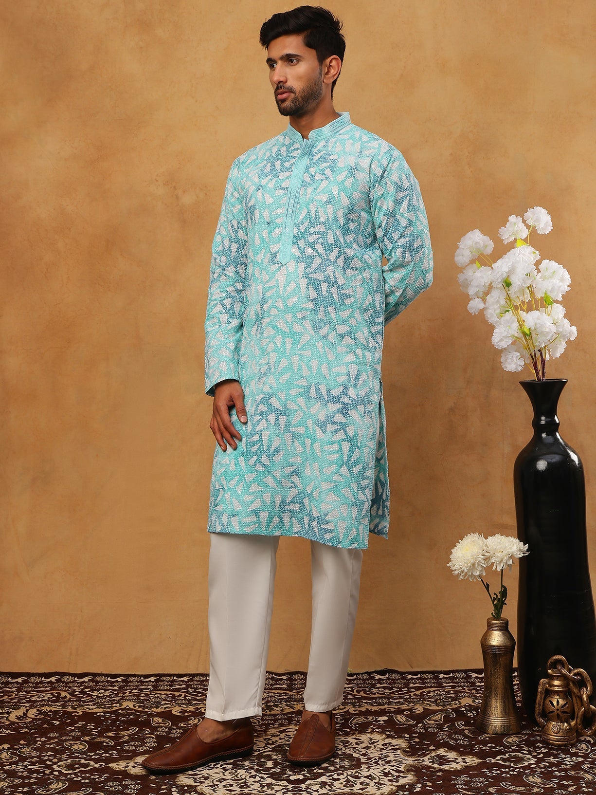 Printed Embroidered Kurta Pyjama Set