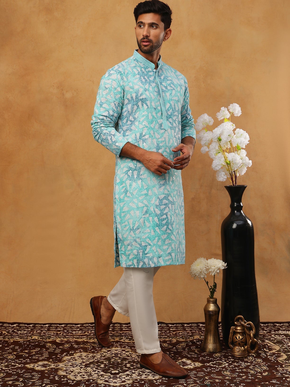Printed Embroidered Kurta Pyjama Set