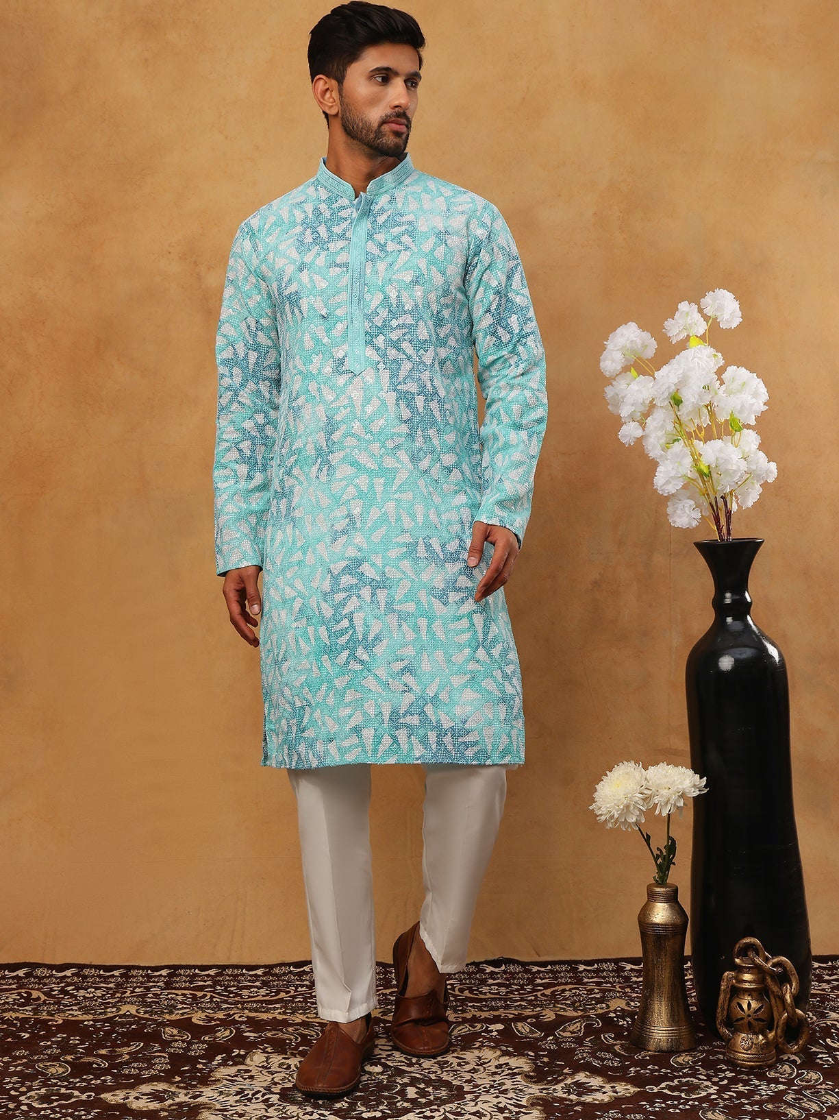 Printed Embroidered Kurta Pyjama Set
