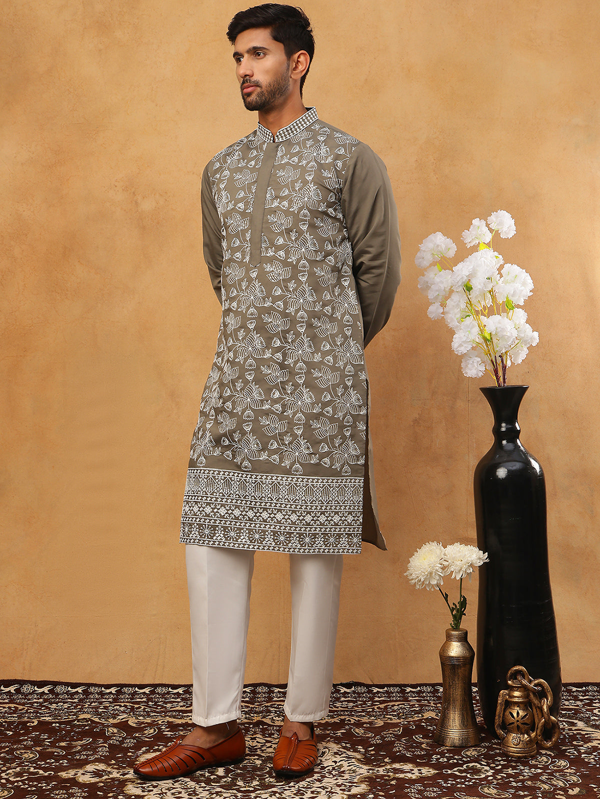 Men Ethnic Embroidered Kurta Pyjama Set