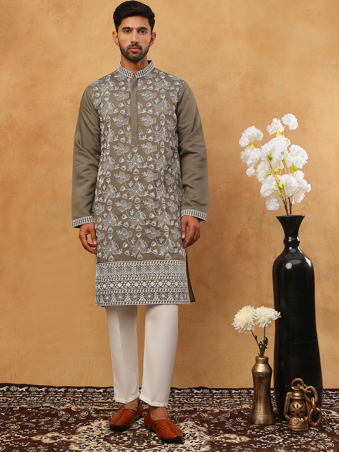 Men Ethnic Embroidered Kurta Pyjama Set