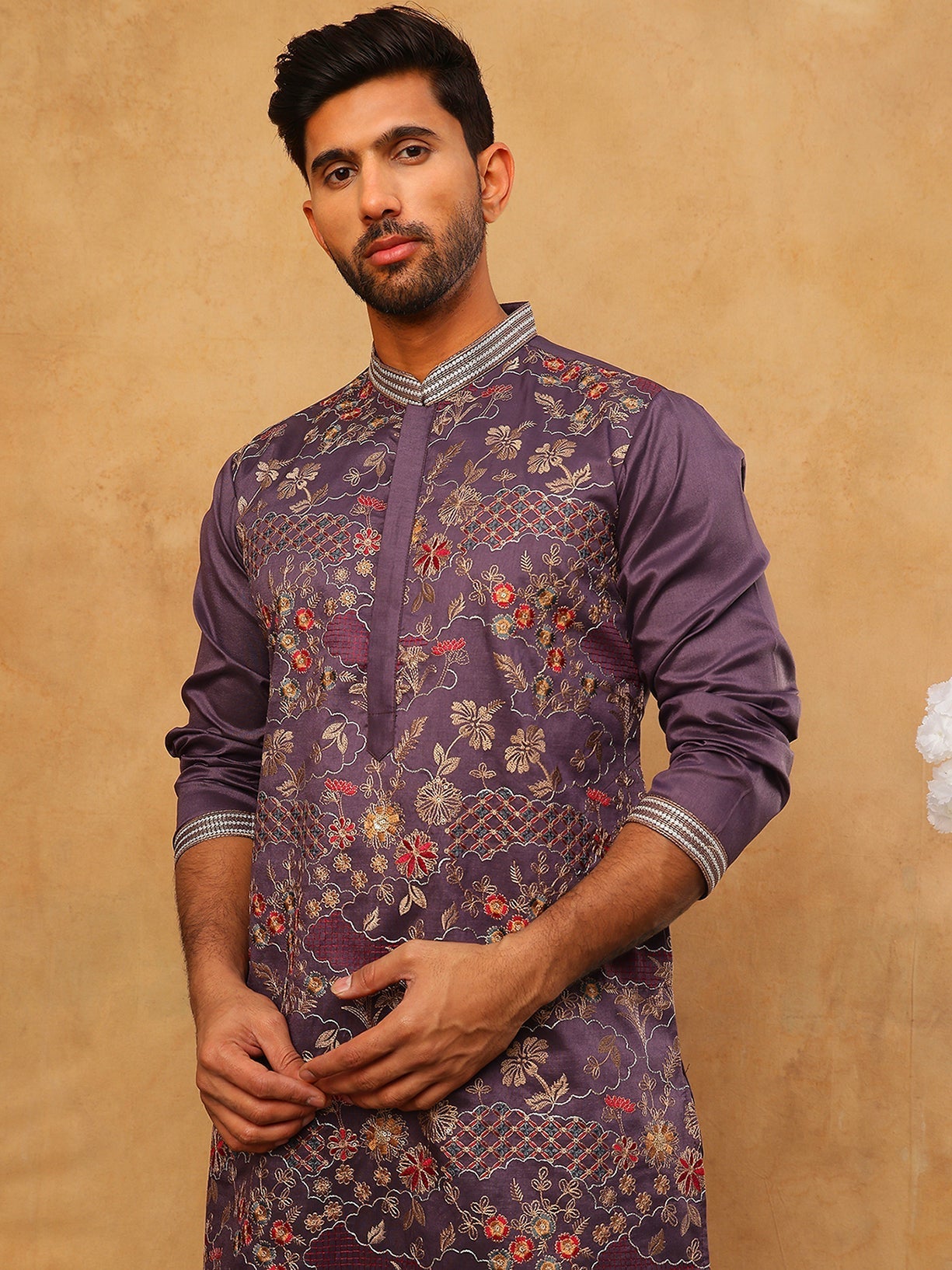 Premium Silk Blend Embroidered Kurta Pyjama