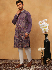 Premium Silk Blend Embroidered Kurta Pyjama