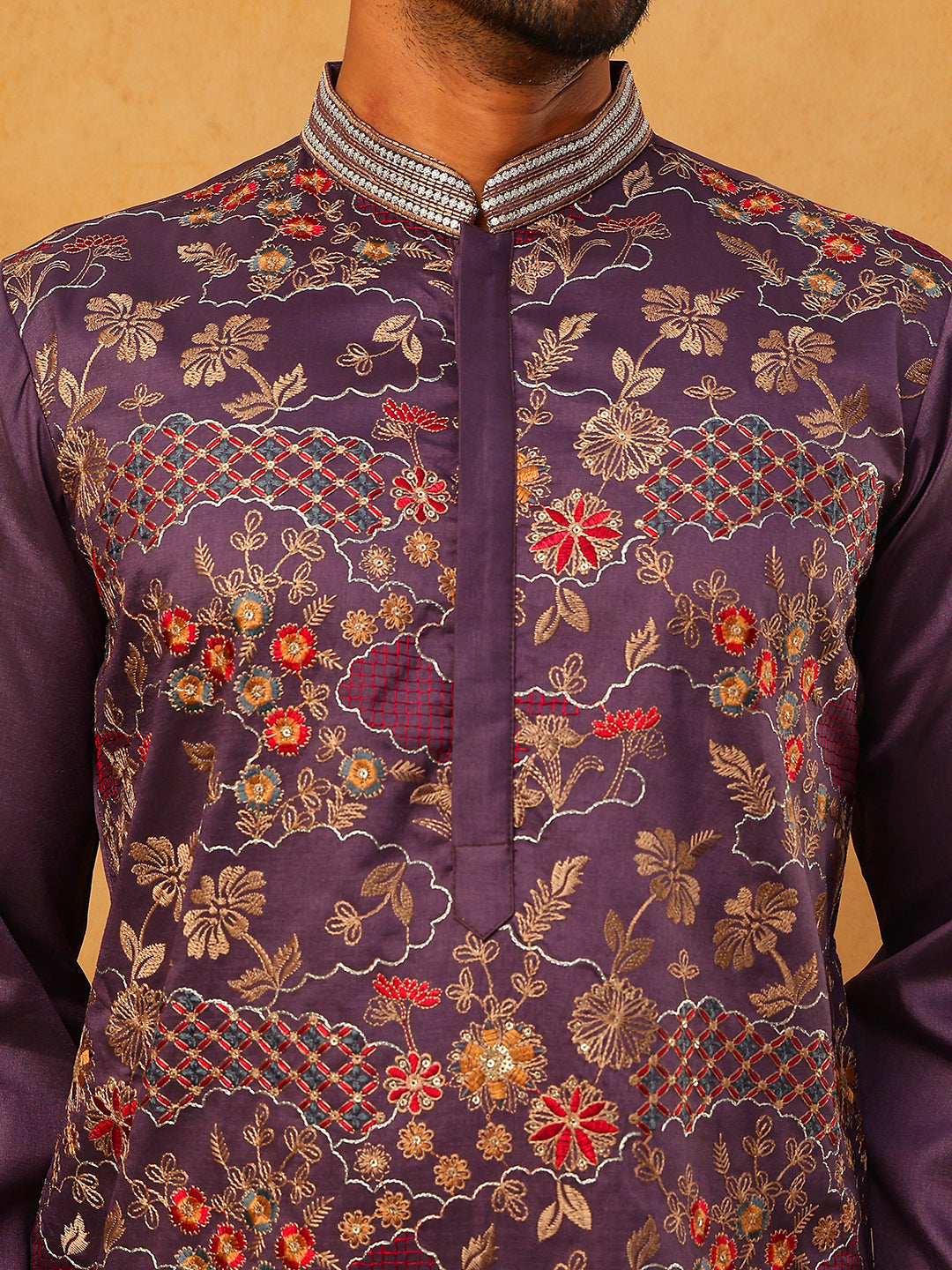 Premium Silk Blend Embroidered Kurta Pyjama
