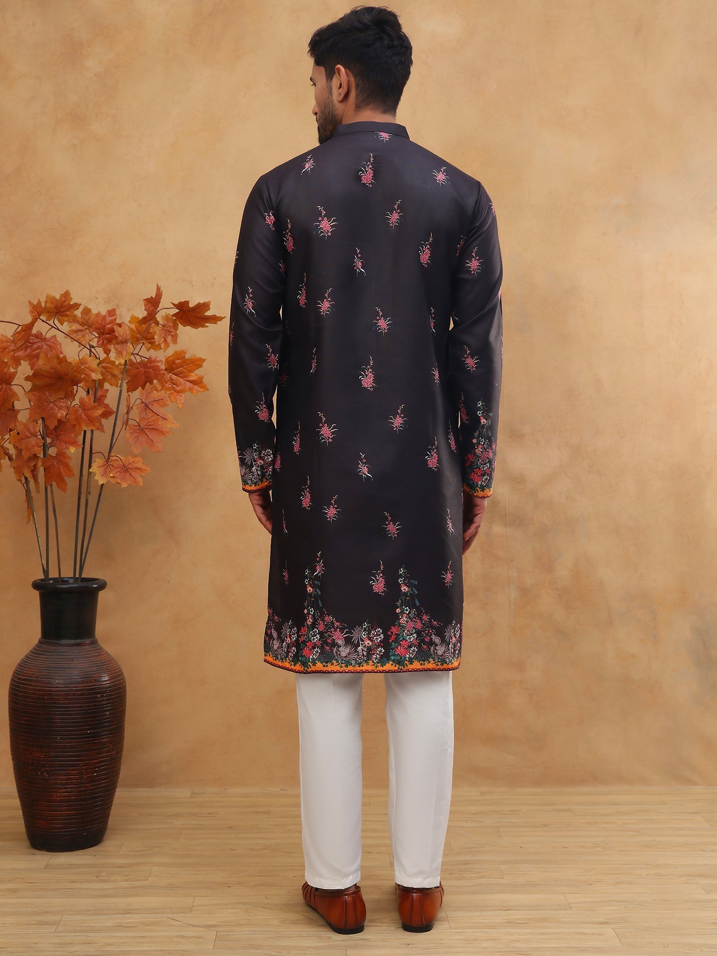 Cotton Blend Printed Straight Kurta Pyjama